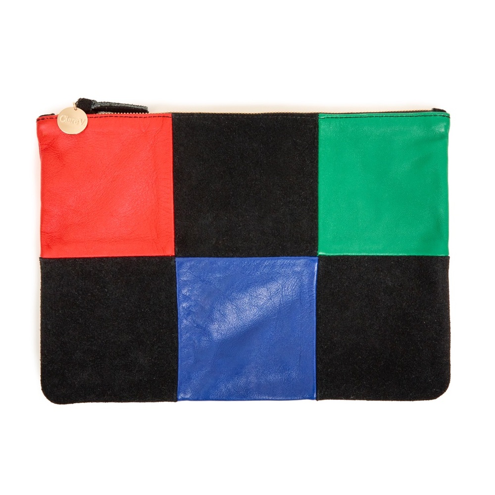 Clare V. Patchwork Flat Clutch